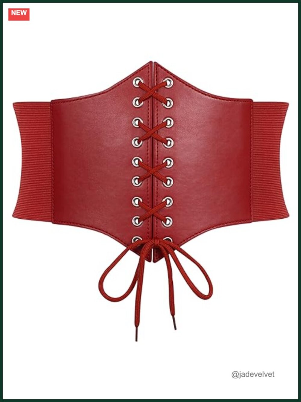 Faux Leather Corset Belt Elastic Lace-Up Wide Waspie Vintage Halloween Costume